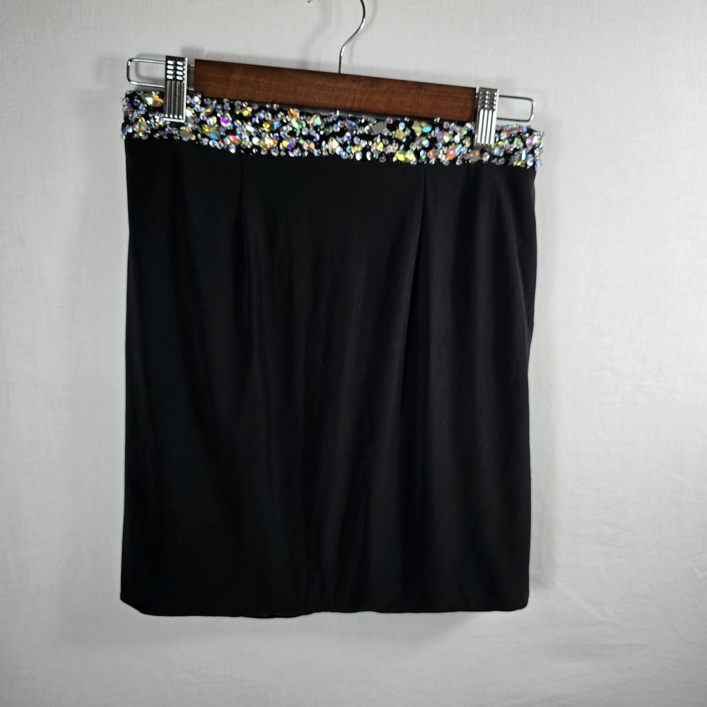 Intrigue Womens Size 4 Chic Black Mini Skirt with Sequin Detail